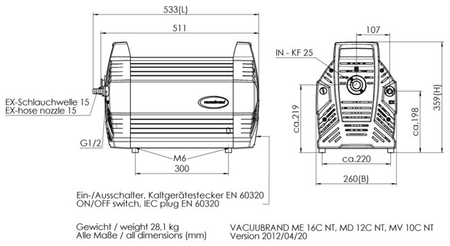 MD 12C NT - 尺寸規格表