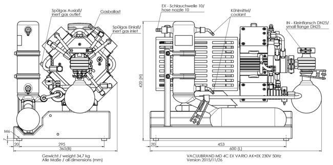 MD 4C EX VARIO +AK+EK - 尺寸规格表