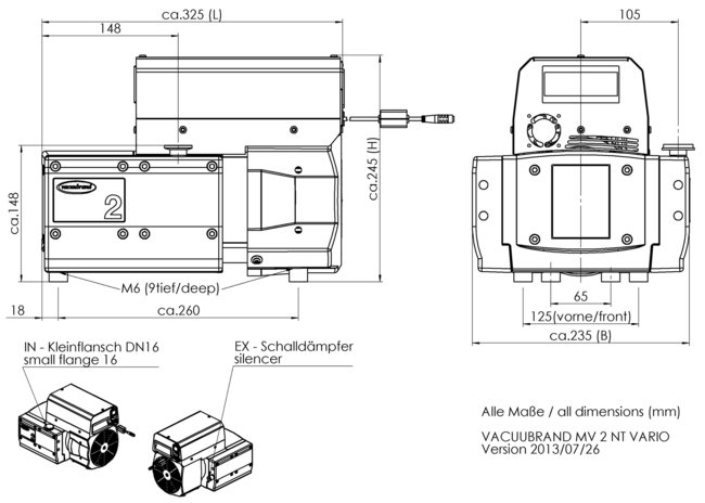 MV 2 NT VARIO - 尺寸规格表